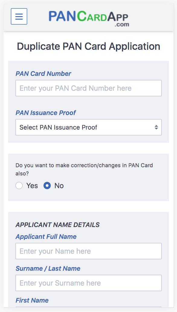 Duplicate PAN card with Address Change